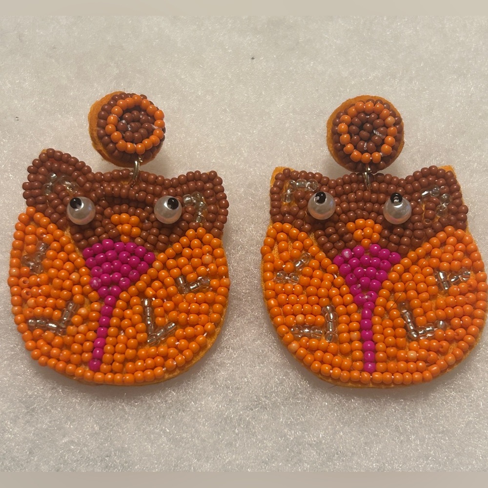 Hand Beaded Owl Earring Colorful FUN NEW!